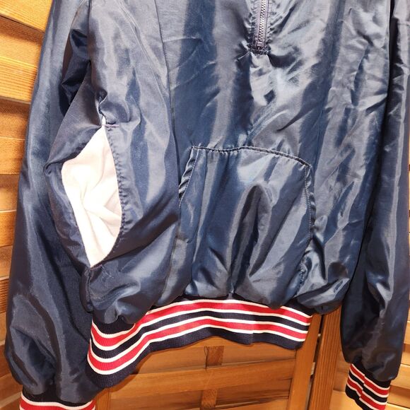 Vintage JBS Apparel 1/4 Zipper Pullover Navy Blue Nylon Cotton Men XL Windbreak - Picture 3 of 6